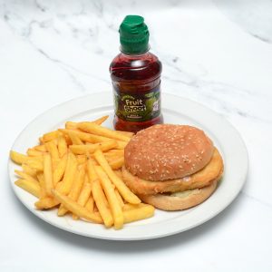 Chicken Steak Burger With Chips And Drink